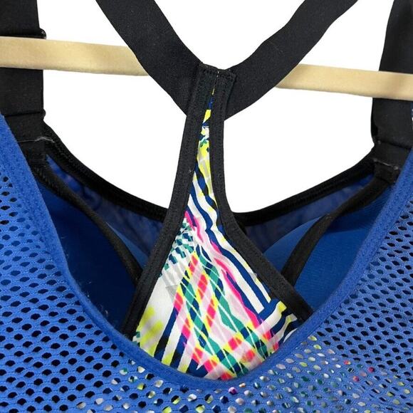VSX Sport Victorias Secret Womens Blue Zip Front Mesh Wireless Padded Bra 34D - Picture 12 of 16